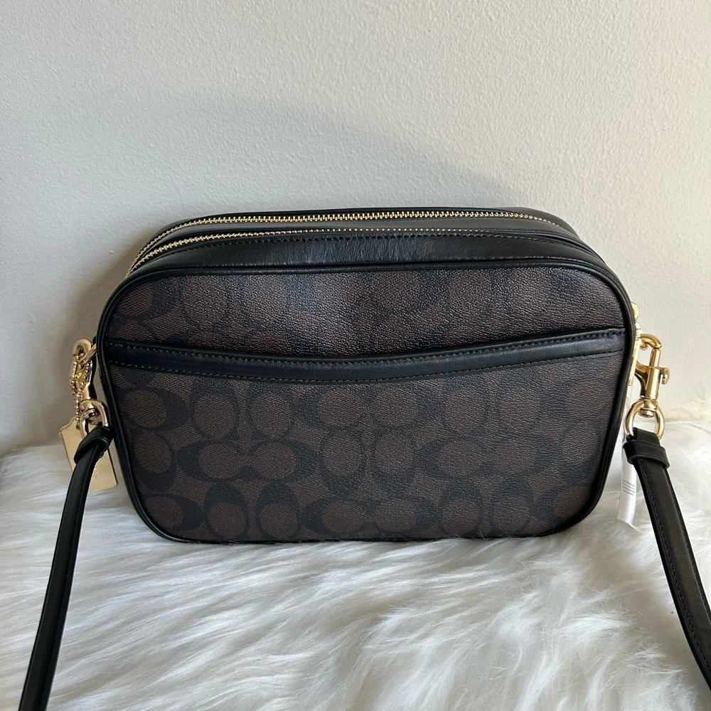 Coach Jes Crossbody Brown Black Signature Canvas Leather Bag‎ F68168 NEW - Picture 2 of 8